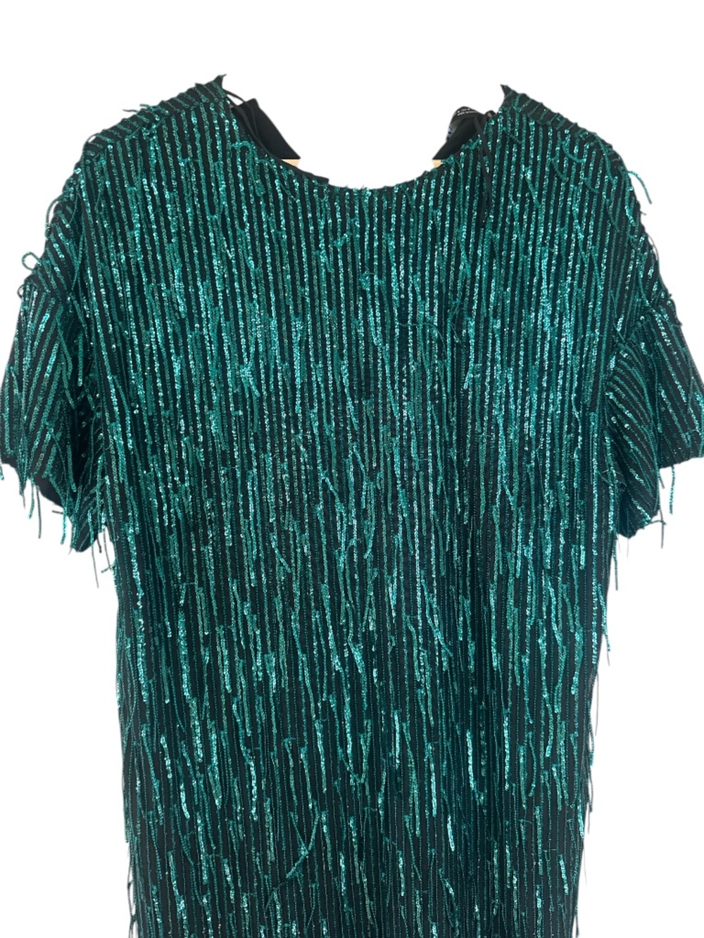 Zara Emerald Green Sequin Fringe Mini Dress - Picture 6 of 12